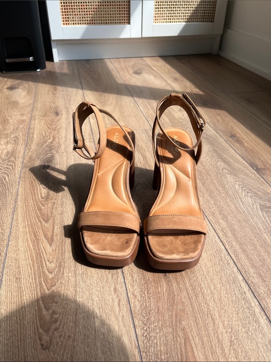 Aldo Shoes - Women’s Tan Suede Ankle-Strap Sandals with Heels